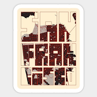 San Francisco, California, USA City Map Typography - Vector Sticker